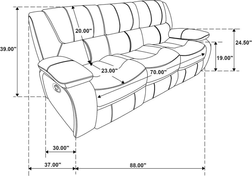 Coaster Home Furnishings - Camila - Fabric - Upholstered Motion Reclining Sofa with Wall-Hugger Design, Padded Armrests and Plump Cushions - Living Room - 30-Inch - Red - 610241