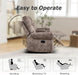 Manual Recliner 3 Seat Sofa Couch, Soft Fabric 3 Seater Reclining Couch Chair, Vintage Rivet Mid-Century Design Furniture for Living Room, Meeting Room, Brown