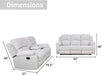 Recliner Sofa Set for Living Room Furniture Set, Reclining Sofa and Loveseat Set for Reclinier Sofa with Drop down Table/Double Recliner Loveseat with Storage Console/Grey Linen