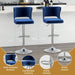 Bar Stools Set of 4, Velvet Swivel Adjustable Barstools with Hollow Back, Rivet Trim and Stable Chrome Base, Upholstered Counter Height Bar Stools for Kitchen Island, Blue