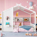 Full Size White PlayhouseStorage Bed Enclosed Roof
