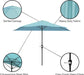 Half Umbrella Outdoor Patio Shade - 9 Ft Patio Umbrella with Easy Crank - Small Canopy for Balcony, Table, or Deck (Brilliant Blue)