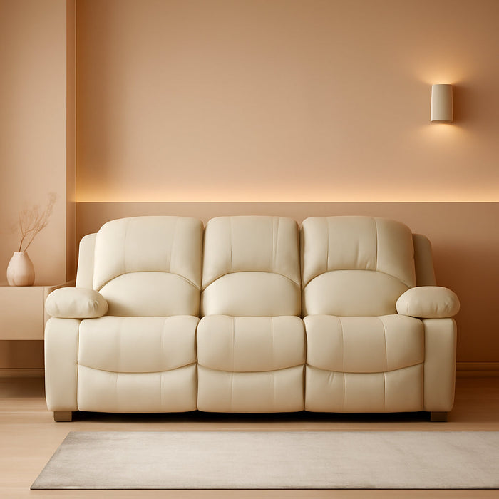 2PC Bonded Leather Recliner Set, Sofa, Loveseat, 8018, Beige