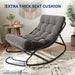 Outdoor Rocking Chair with Metal Frame, Adjustable Papasan Rocker, Waterproof Comfy Cushion, 450Lbs Capacity, for Patio, Porch, Garden, Living Room, Dark Grey