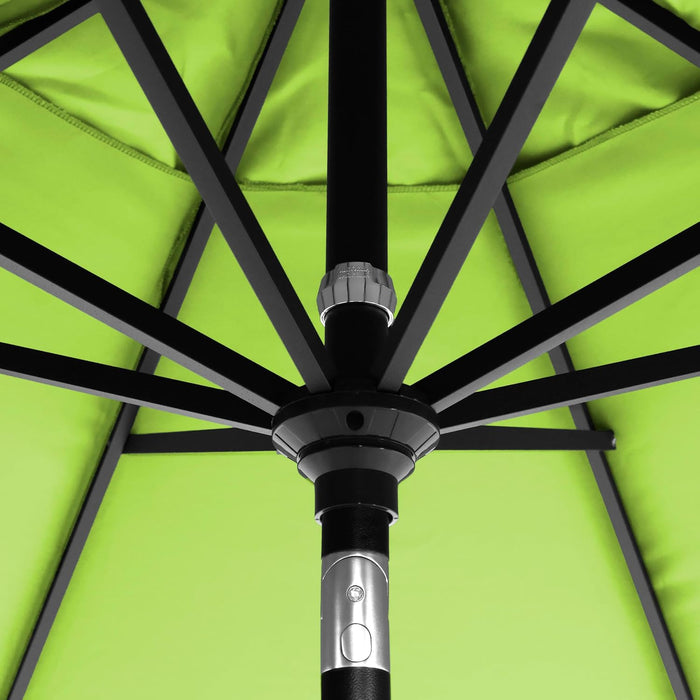 12-Year-Non-Fading, 9Ft Premium Sunbrella Patio Umbrella, Hand-Crank, Button-Tilt, Black Frame, Macaw Fabric