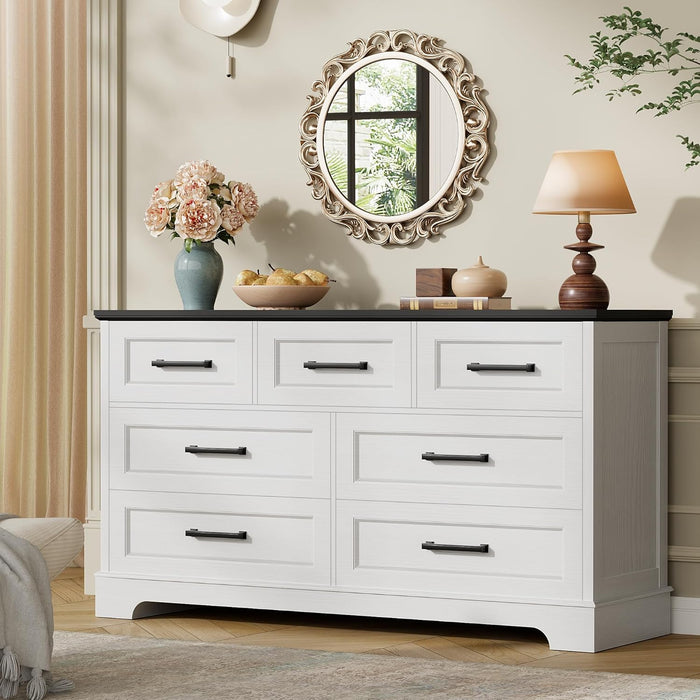 Farmhouse Dresser 52InchWide White Storage Organizer Chest