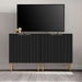 57"W Modern Sideboard Buffet Cabinet with Adjustable Shelves, Black