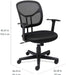 Mesh Mid-Back Adjustable-Height 360-Degree Swivel Office Desk Chair with Armrests, Lumbar Support and Easy to Assemble, Black