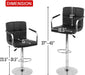 Modern Bar Stool Set of 2 Barstools Armrest Height Adjustable Counter Stools Bar Chairs Swivel Bar Stool PU Leather Hydraulic Dining Room Chairs Home Kitchen Stools (Black)