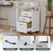 White Mobile File Cabinet, 3 Drawers, Lock