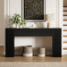 61'' Fluted Long Console Table, Wooden Rectangular Sofa Table behind the Couch, Narrow Entryway Table with 2 Hidden Storage Cabinets for Entrance, Hallway, Living Room, Foyer, Black