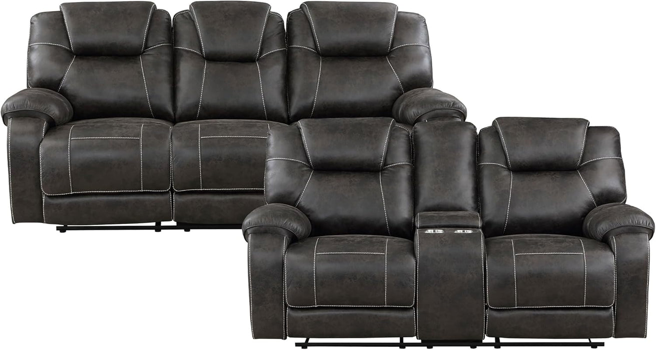 Recife 2-Piece Reclining Living Room Sofa Set, Chocolate