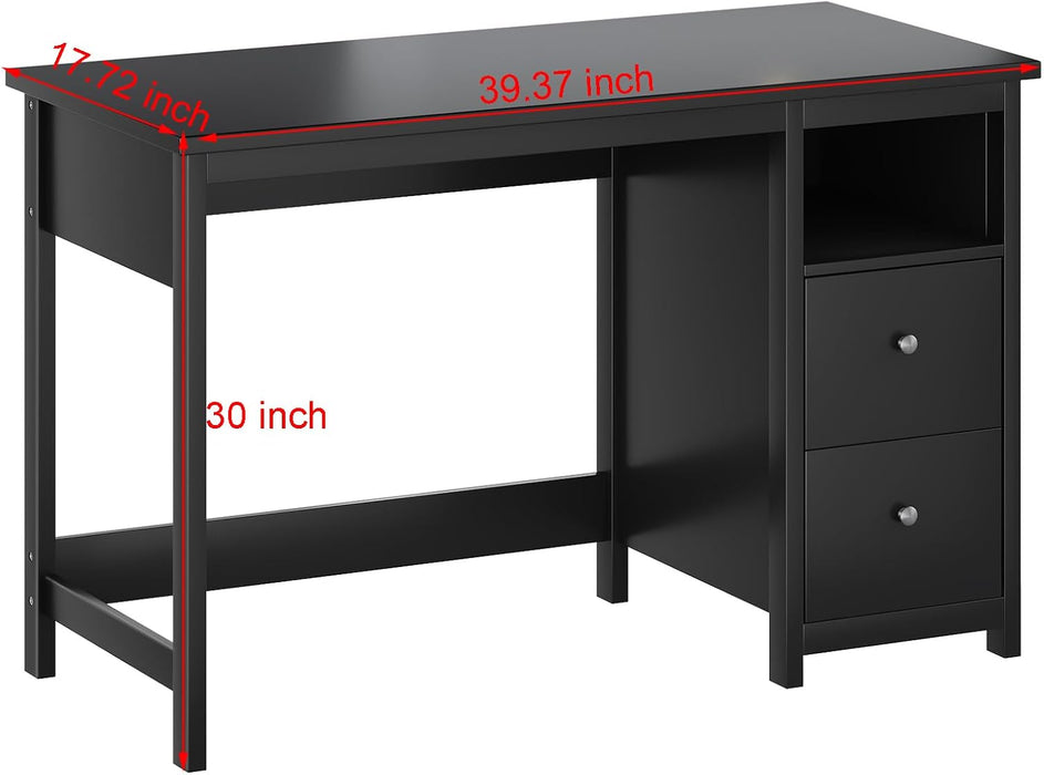 39.3" Desk with Drawers,Small Computer Desk for Home Office,Black