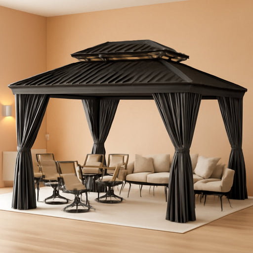 12x20FT Gray Gazebo With UVResistant AluminumFrame
