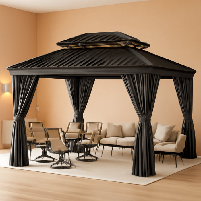 12x20FT Gray Gazebo With UVResistant AluminumFrame