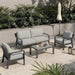 Aluminum Outdoor Patio Furniture Set with Coffee Table,4 Seater Patio Conversation Sets with Washable Thick Cushions,Outdoor Sectional Furniture Set for Poolside, Balcony,Gray Aluminum Frame