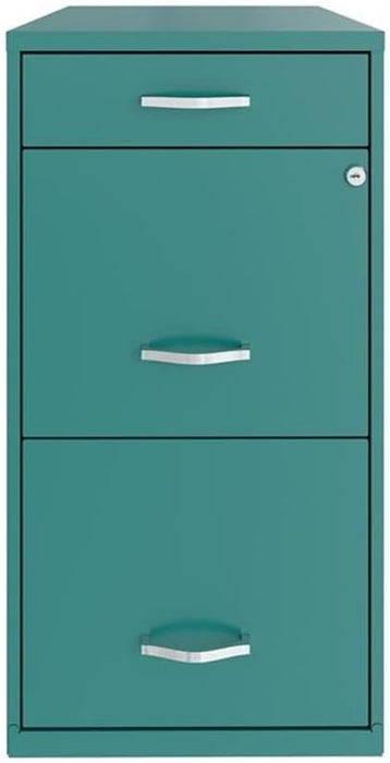 3 Drawers 27.32" Vertical Turquoise Metal Filing Cabinet Lockable Pre-Assembled Stationary Letter Size for Home, Office