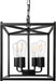 4-Light Black Farmhouse Chandelier, Iron Lantern Pendant Light Rustic Cage Adjustable Height, E26 Base Industrial Hanging Lights for Kitchen Island Dining Room Hallway Foyer Entryway