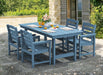7-Piece Patio Dining Table Sets, Outdoor HDPE Dining Furniture Set with Umbrella Hole Cut-Out Table and 6 Chairs, Blue