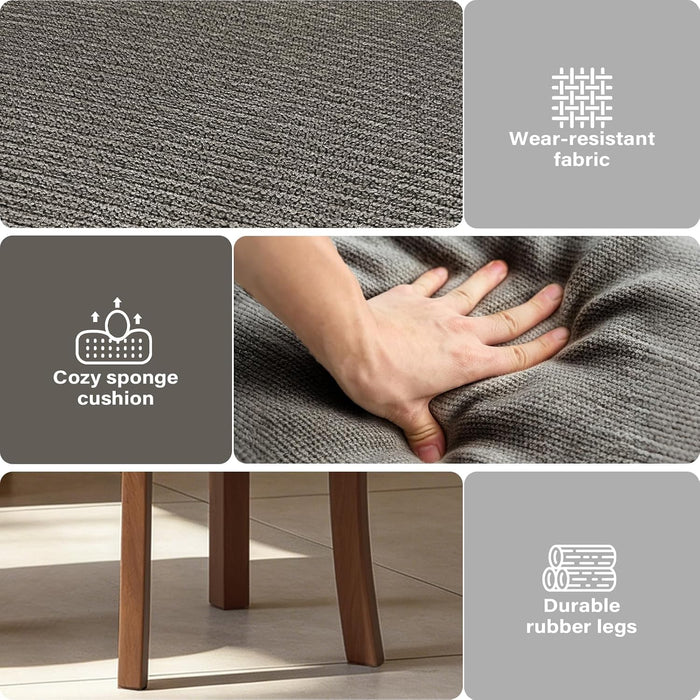 Wooden Dining Chairs Set of 4,Modern Fabric Upholstered Dining Room Chair Kitchen Side Chairs with Solid Wood Legs,Mid Century Farmhouse Dinner Chairs for Kitchen Dining Room,Charcoal