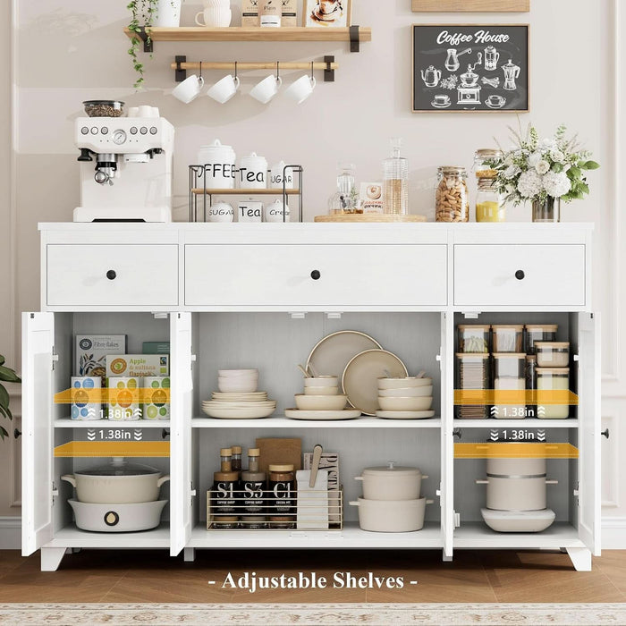 55" Kitchen Buffet Cabinet with Storage, Sideboard with Drawer, White