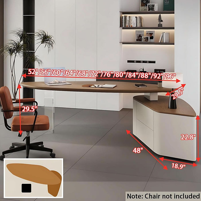 Solid Wood LShape Desk With IntegratedSideCabinet 56In