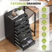 7-Drawer Chest, Office File Cabinet with Wheels, Black