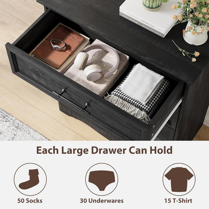 Black 36 Inch Dresser With USB Charging Station Furniture