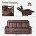 Power Reclining Sofa with Heat&Massage, Reclining Couch with Multi-Function Console/Usb Ports/Type C, Wall Hugger 3 Seater-Sofa Recliner, Reclining Sofa Couch for Living Room