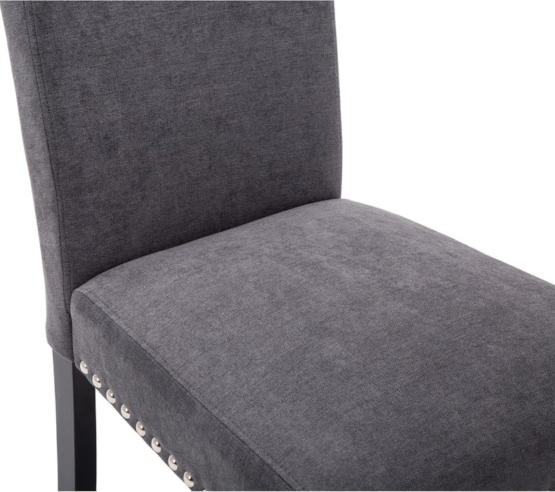 Dining Chair Upholstered Fabric Dining Chairs with Copper Nails,Set of 2,Grey