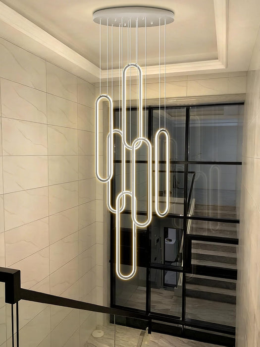 Contemporary Chrome LED Chandelier Dimmable Six Rings