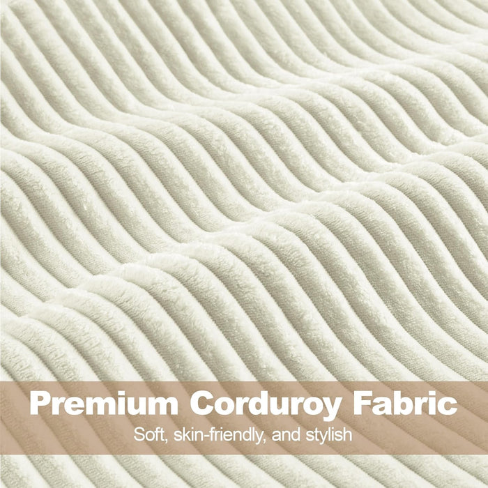 Corduroy Barrel Accent Chair, Modern Upholstered Armchair with Solid Wood Legs, Cozy Leisure Chair with Pocket Coiled Seat for Living Room, Bedroom, Reading Nook Beige