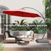 11FT Deluxe Patio Umbrella with Base, Outdoor Large Hanging Cantilever Curvy Umbrella with 360° Rotation, Red