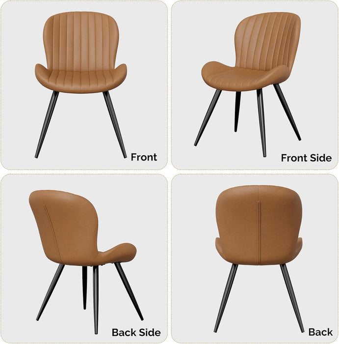 Dining Chairs Set of 4, Modern Dining Room Chairs Comfy Backrest Thick Upholstered Kitchen Chairs 19IN Height with Metal Legs Brown