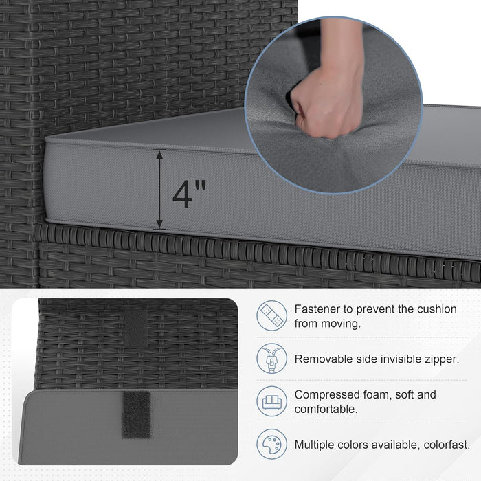 Patio Furniture Set, 5PCS Outdoor Conversation Sets Waterproof Rattan Sectional Sofa with 4” Thickened Cushion Modular Wicker Patio Furniture Set with Glass Top Table for Balcony, Backyard (Grey)