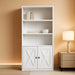 Bookshelf, Industrial Bookshelves and Bookcases with Doors Floor Standing 6 Shelf Display Storage Shelves 70.6 Inches Tall Bookcase for Home Office, Living Room (White)