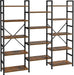 Triple Bookshelf, Bookcase with 14 Open Display Shelves, Wide Book Shelf Book Case for Home & Office, 5 Tier, Brown