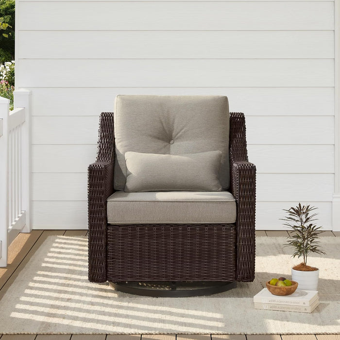 Patio Wicker Chair, 360° Rocking Swivel Outdoor Rattan Chair with Thickened Cushions for Backyard, Poolside, Garden or Porch