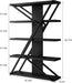 Industrial Bookshelf, Vintage 5-Tier Tall Bookcase with Wood and Metal Frame, Rustic Large Display Shelf for Home Office, 72" H X 47" L X 12" W, Black