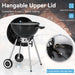 18 Inch Kettle Charcoal BBQ Grill with Wheels, Portable Charcoal Grill with Porcelain-Enameled Lid & Ash Catcher for Outdoor Cooking Barbecue Camping Picnics Tailgating, Black