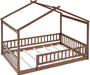 Full Size Montessori Playhouse Bed Frame WalnutFinish