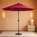 12-Year Protection 9' Rd Aluminum Patio Umbrella, Crank Lift, Auto Tilt, Black Finish, Sunbrella Hot Pink
