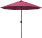 12-Year Protection 9' Rd Aluminum Patio Umbrella, Crank Lift, Auto Tilt, Black Finish, Sunbrella Hot Pink