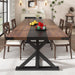 71 Inch Dining Table for 6 People, Rectangular Kitchen Farmhouse Table W/Thickness Waterproof Wood Tabletop,Long Dining Room Tables W/Wood Strip Base for Kitchen Living Room(Brown&Black)