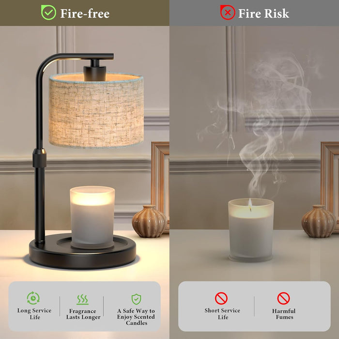 Black Candle Warmer Lamp with Timer Dimmer, Height Adjustable Electric Candle Warmer Wax Heater with 2 Bulbs, Birthday Gifts for Women Her, Mom, House Warming Gifts New Home