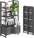 No Assembly Folding Bookshelf Storage Shelves 4 Tier Vintage Bookcase Standing Racks for Bedroom Living Room Home Office