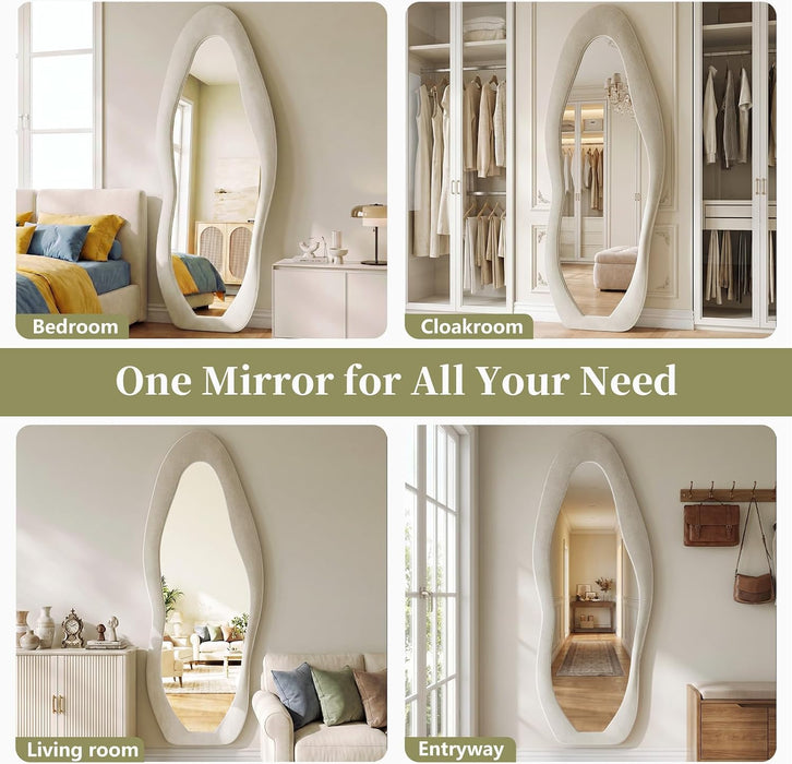 Full Length Mirror 63"X24", Irregular Flannel Floor Mirrors