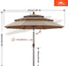 OLEFIN® 5-Year No Fading 9FT 3 Tiers Patio Umbrella, Outdoor Table Umbrella with 8 Sturdy Ribs for Deck, Backyard, Garden, Yard (Khaki)