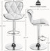Bar Stools Set of 2, Island Chairs Shell Back, PU Leather Adjustable Barstools, Swivel Bar Chairs with Footrest for Home Kitchen, White