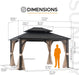 13'X15' Permanent Hardtop Gazebo – Outdoor Patio Gazebo with 4.6" Extra-Thick Woodgrain Frame, 2-Tier Galvanized Steel Double Roof & Mesh Netting, for Backyard, Lawn, Garden, Deck, Black